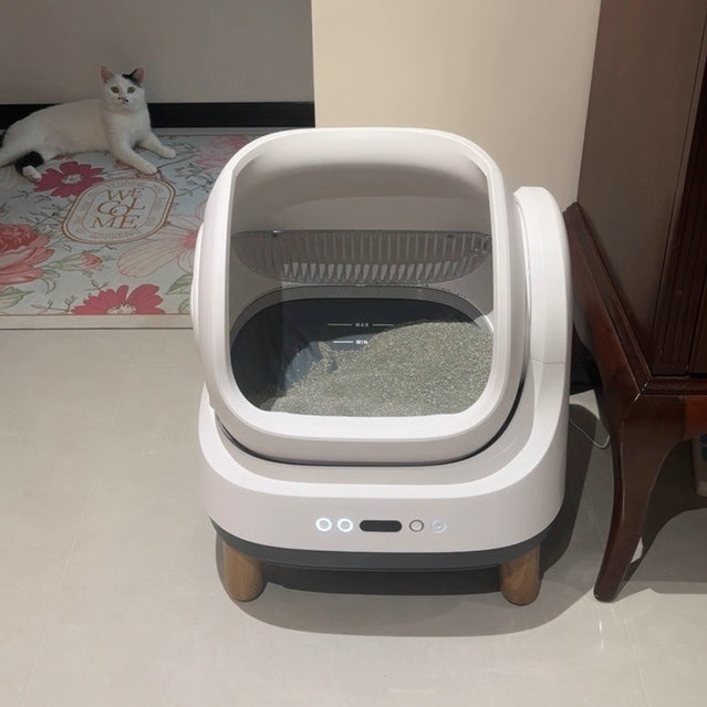 Open-top Cat Litter Box | Automatic Self-Cleaning | App Controlled, Advanced Odor Control, Health Monitoring | 2 Weeks of Hands-Free Cleaning